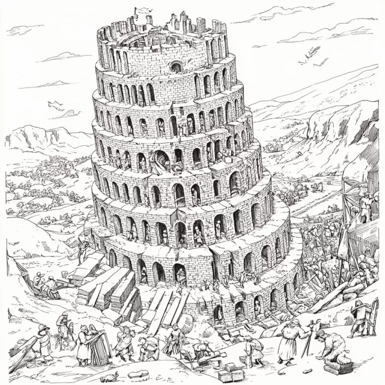 Desenho da torre de babel não concluída