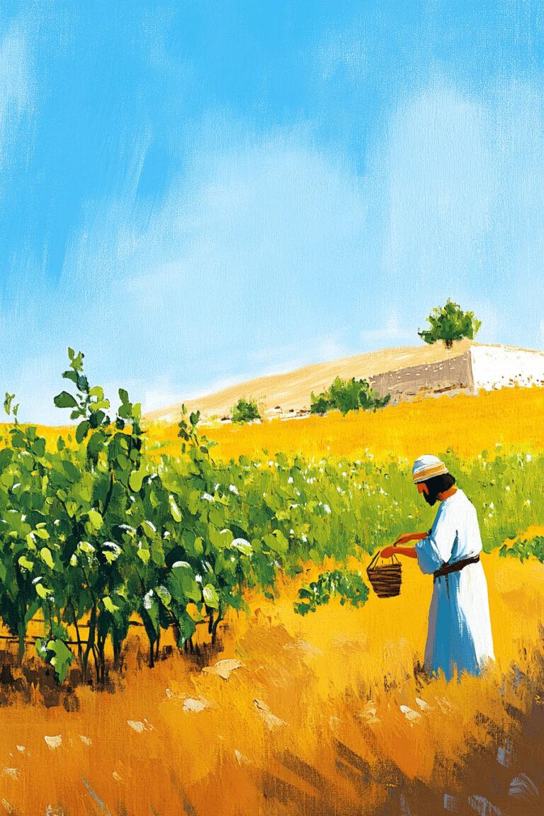 semeador lançando sementes em área de cultivo. Estilo de desenho.