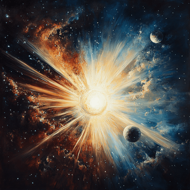 Astros no universo no estilo pintura em óleo