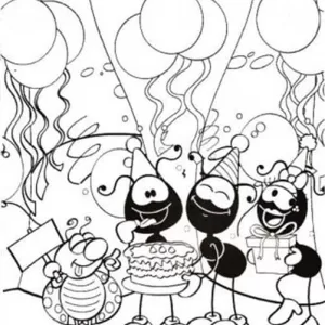 Desenho de formigas festejando