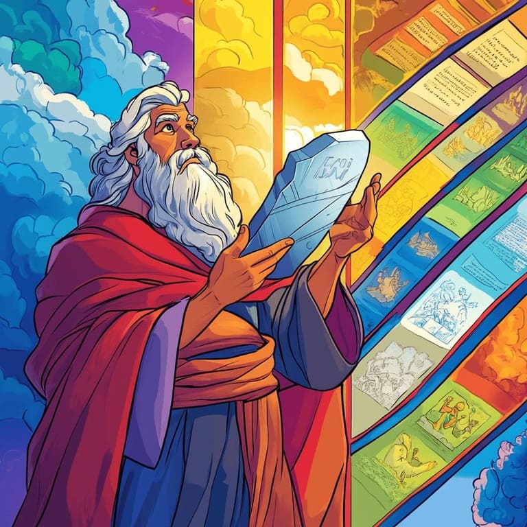 Desenho de Moisés segurando a tábua dos 10 mandamentos