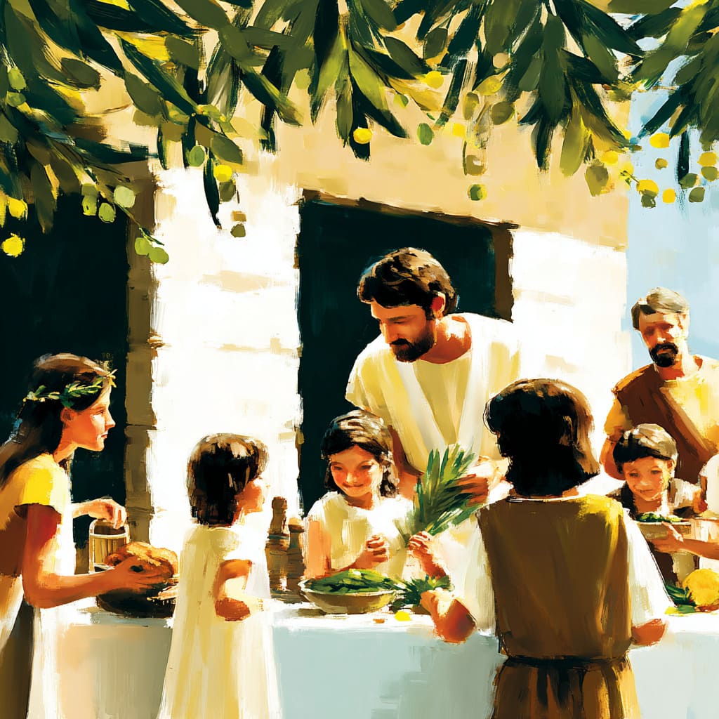 Família celebrando comendo à mesa