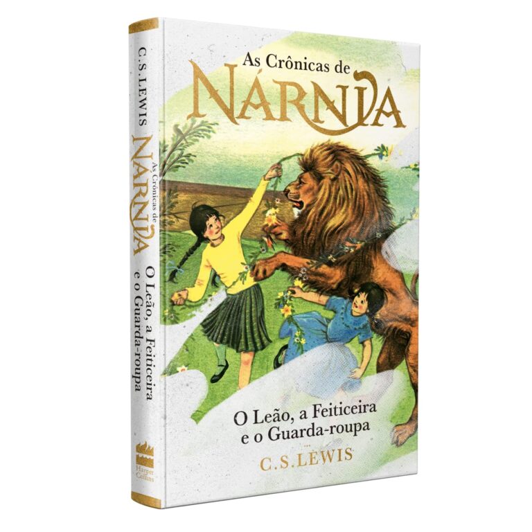 Capa de livro com leão e menina