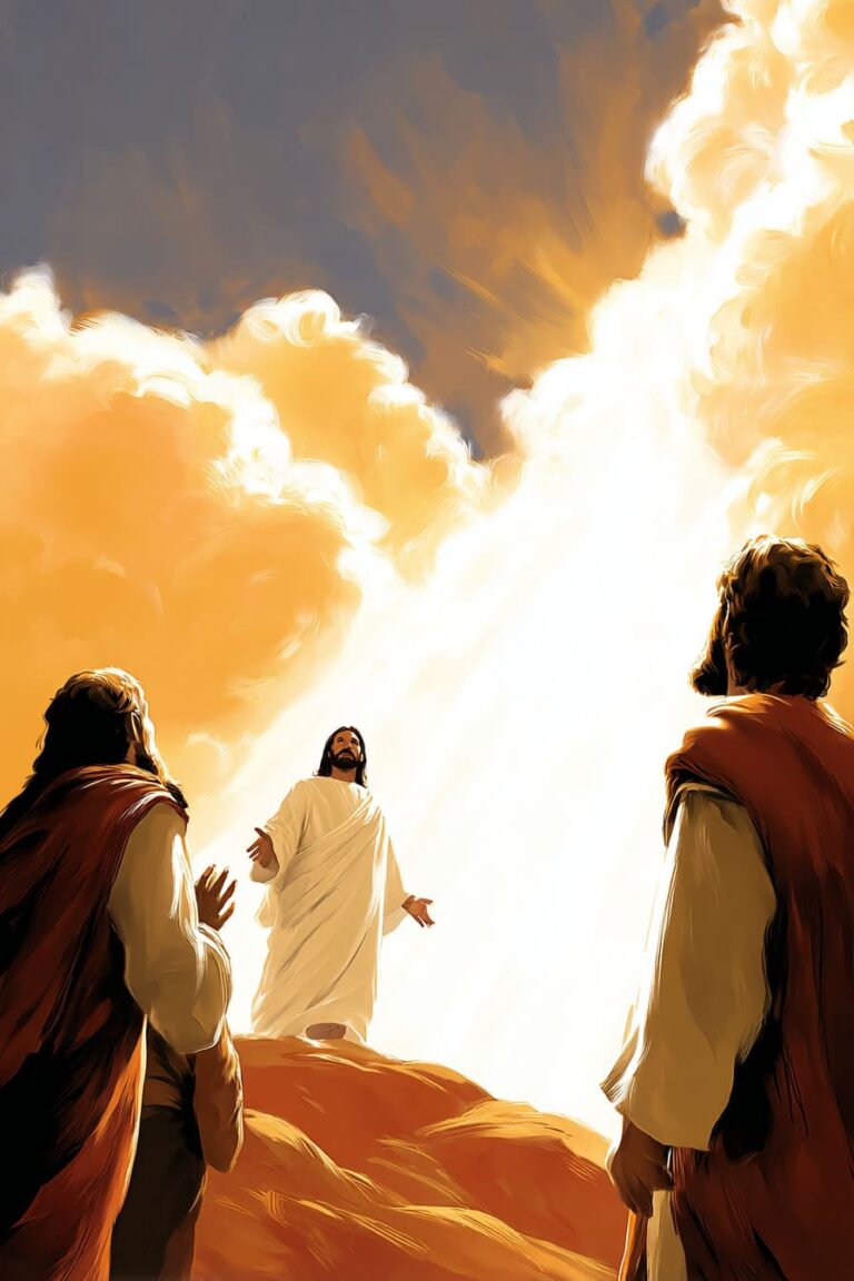 Desenho de Jesus com dois homens o olhando