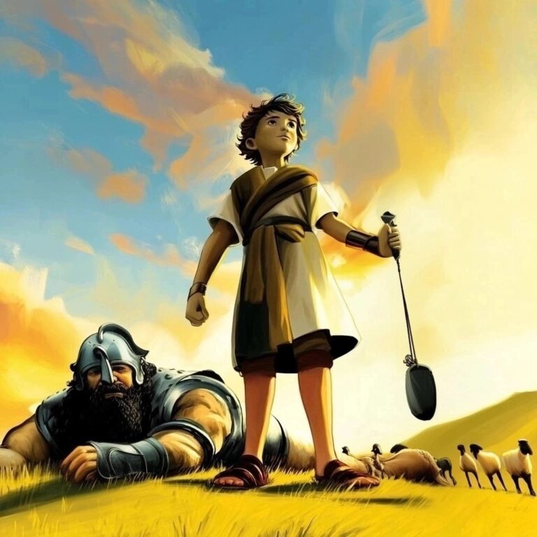 Desenho da bíblia de Davi e Golias