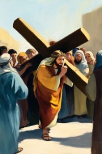 Desenho de Jesus carregando a cruz