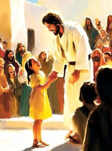 Desenho de criança ao lado de Jesus