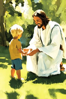 Desenho de Jesus falando com um menino