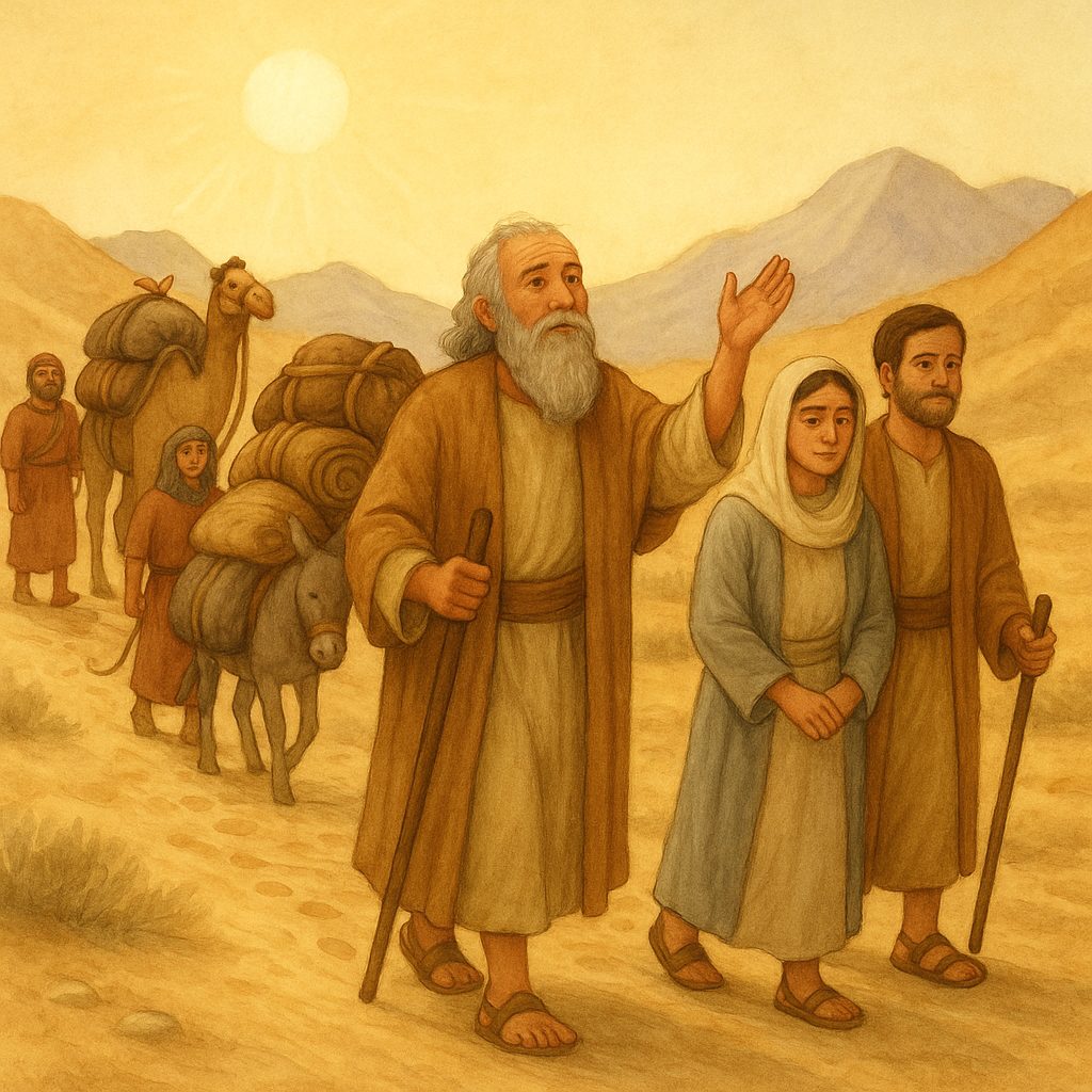 Série heróis da Bíblia: Abraão - Cena 2: Abrão e sua família viajando pelo deserto